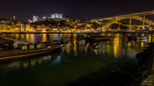 Porto by the river at night