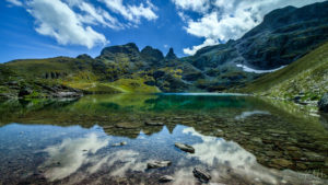 Reflection in mountain lake