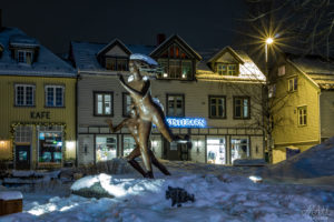 Tromso square at night