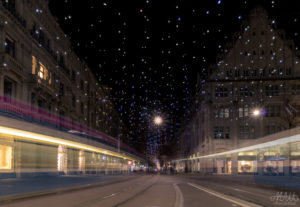 Zurich Bahnhofstrasse at night