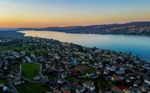 Drone Thalwil at sunset