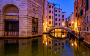 Venetian bridge at night